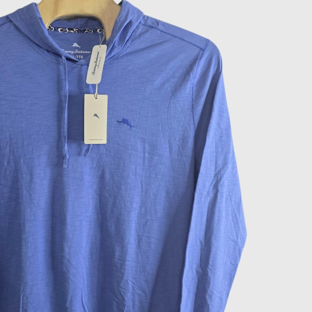 Tommy Bahama Bali Beach Hoodie LS Rococo Blue XXL ST226212 Cotton Slub Tee
